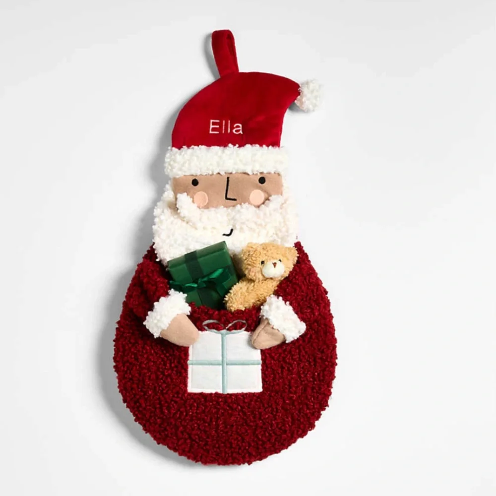 Crate & Barrel Sherpa Santa Kids Christmas Stocking